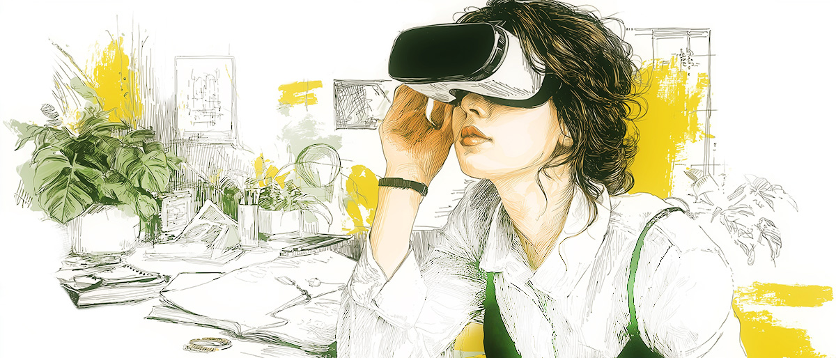 a woman wearing AR/VR headset